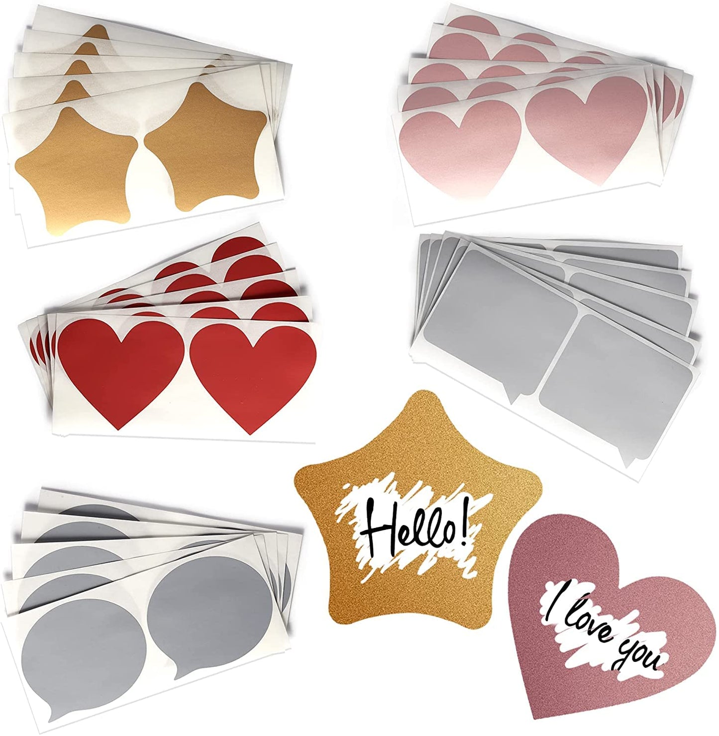 GET FRESH Scratch Off Cards - 50-pcs Scratch Off Glitter Scratch Etiketten Rubbelkarten Rubbelsticker Hochzeit Überraschung Rubbel Folie Rubbelaufkleber Scratch Off Label Card für Einklebebuchbuch