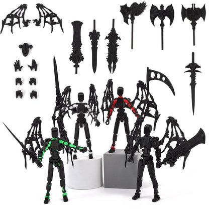 EIMONEY 4PCS T13 Action FigureAssembly Completed Titan 13 Action Figure 3D Printed Multi-Jointed Movable5.54-inch Movable Robot Dummy13Lucky 13 Action Figures (4PCS Color(A+B+C+D))