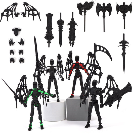 EIMONEY 4PCS T13 Action FigureAssembly Completed Titan 13 Action Figure 3D Printed Multi-Jointed Movable5.54-inch Movable Robot Dummy13Lucky 13 Action Figures (4PCS Color(A+B+C+D))