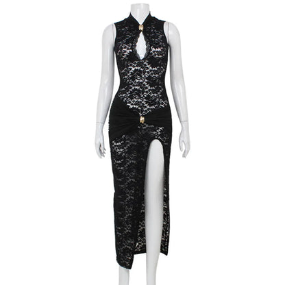 Sexy Lace Hollow Out Slit Dress valentine couple date night gift