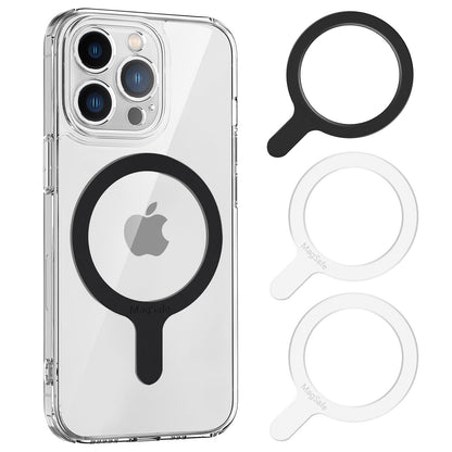 MagSafe Ring Compatible with MagSafe Sticker 4 Pack Universal Magnetic Adapter Ring for Magsafe Accessories & Wireless Charging for iPhone 16/15/14/13/12 Galaxy S24/S23/S22 (Black White)