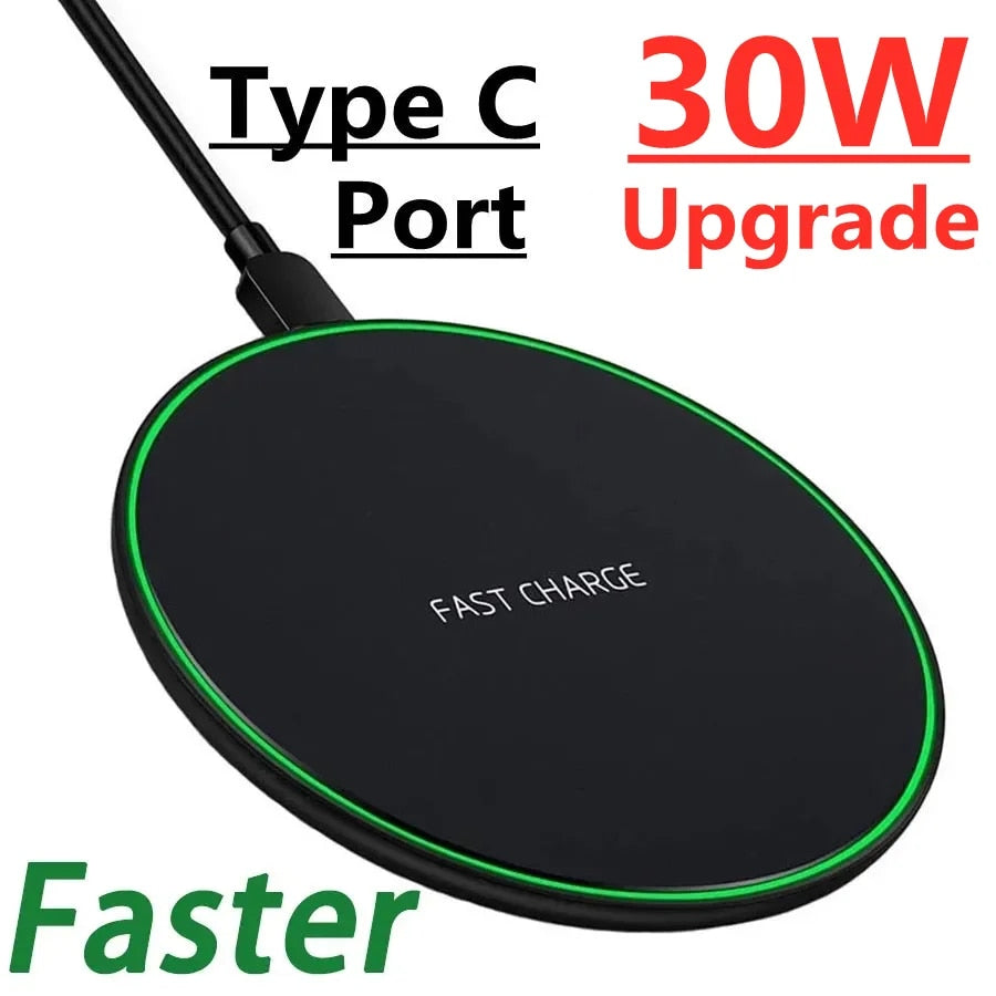 30W Wireless Charger Pad Stand for iPhone & Samsung fast charging type c