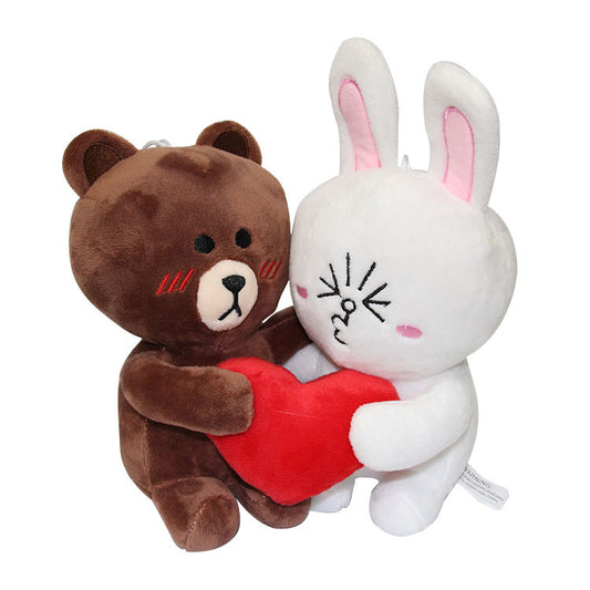 Brown Bear and Cony Rabbit Plush Couple Toy Decor