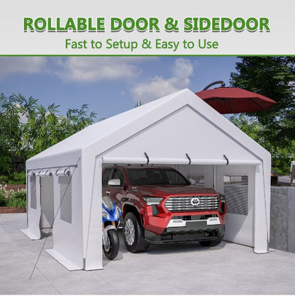 13x20 Heavy Duty Steel Carport Storage Canopy Garage Tent with Removable Side Walls