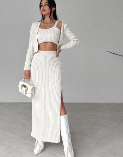 Cardigan Split Dress women woman Set (One Piece)