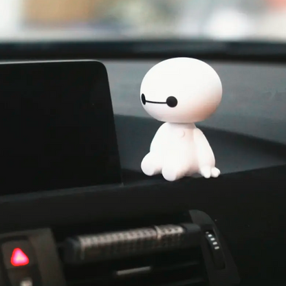 Creative Big White Shaking Head Doll for Car Decor
