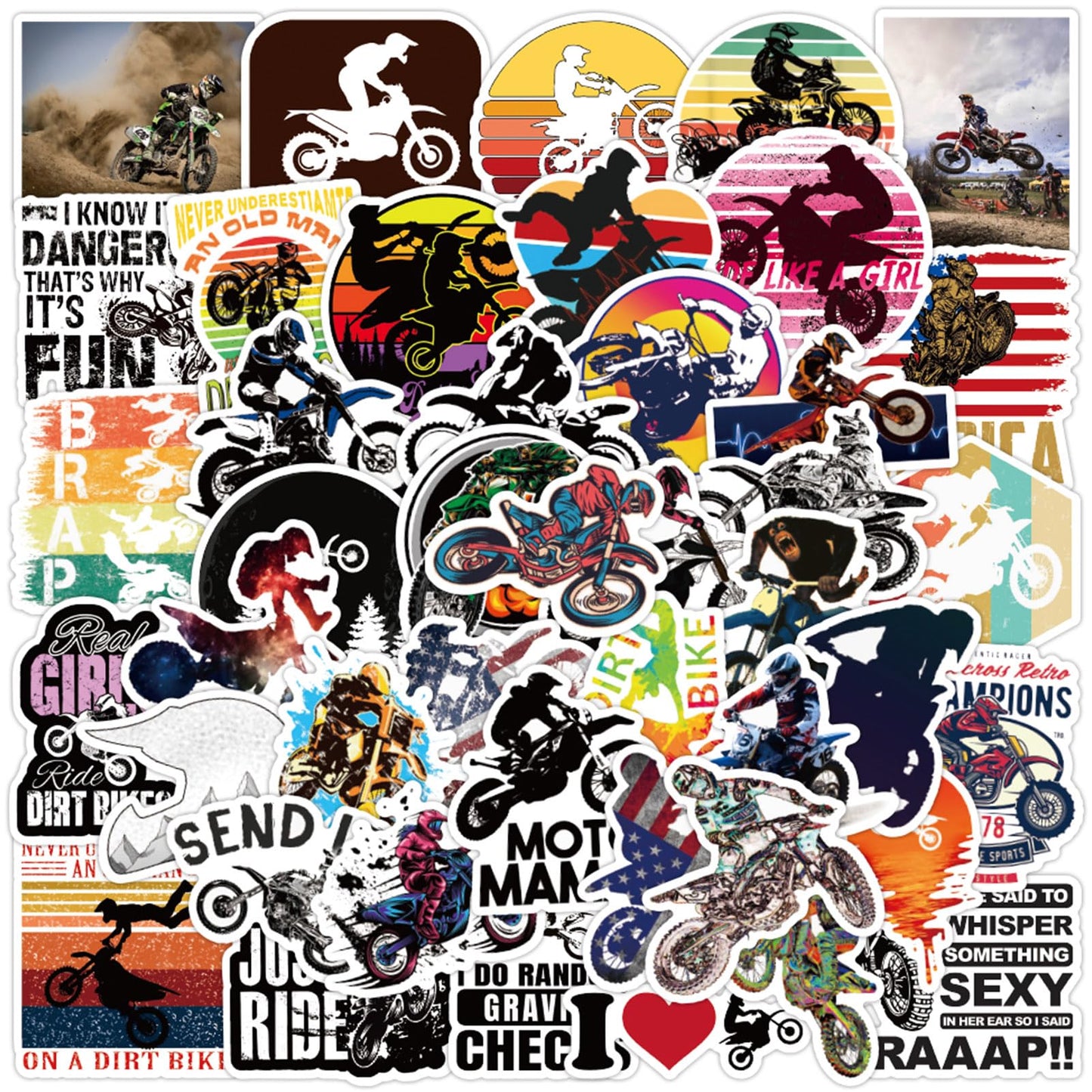 Bike Motorcycle Water Bottle Stickers 50 PCS Bicycle Motocross Waterproof Vinyl Decal