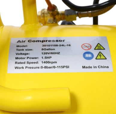 Metal Portable Compressor 1.5 hp 8 gallon garage
