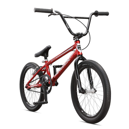 Mongoose Title Pro BMX Race Bike with 20-Inch Wheels in Red for Beginner or Returning Riders Featuring Lightweight Tectonic T1 Aluminum Frame and Internal Cable Routing
