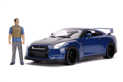 Fast & Furious 1:18 Nissan GT-R R35 & 3" Brian Figure Toys for Kids and Adults