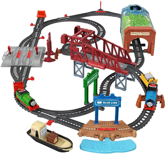 Thomas and Friends talking train set featuring motorized engines, track, and iconic Sodor locations for kids ages 3+.