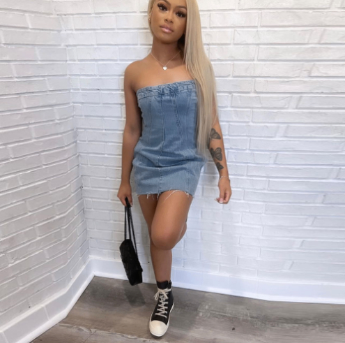 Sexy Backless Strapless Denim Dress woman women date couple party night clubbing