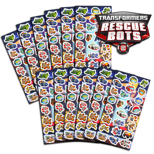Transformers Stickers Party Favors Pack ~ Bundle Includes 300 Rescue Bots Stickers (12 Sticker Sheets)F