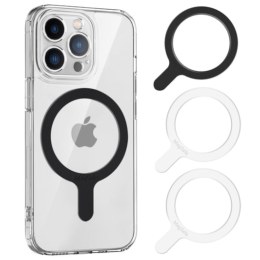 MagSafe Ring Compatible with MagSafe Sticker 4 Pack Universal Magnetic Adapter Ring for Magsafe Accessories & Wireless Charging for iPhone 16/15/14/13/12 Galaxy S24/S23/S22 (Black White)