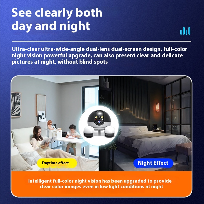 Wireless 360° Dual Lens HD Action Robot Camera Smart motion detection real-time alerts APP CONTROL