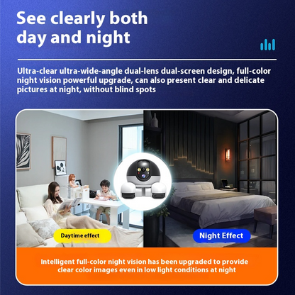 Wireless 360° Dual Lens HD Action Robot Camera Smart motion detection real-time alerts APP CONTROL