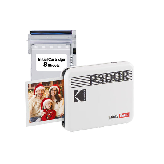 KODAK Mini 3 Retro 4PASS Portable Photo Printer (3x3 inches) + 8 Sheets White