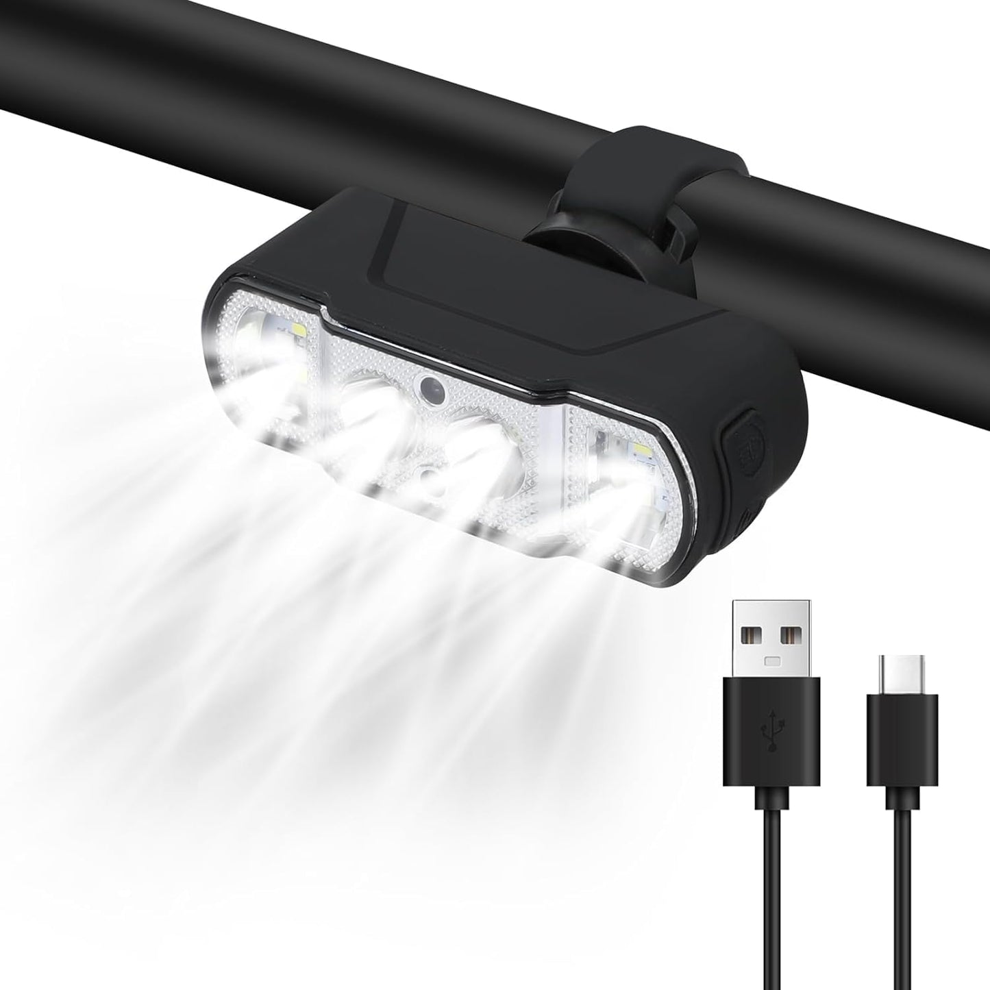 500 Lumen LED Bike Headlight Smart Sensor Bike Light Waterproof Bike Headlight High Capacity USB-C Rechargeable Battery Anti-Glare Bright Smart Bike Light Durable Bike Light