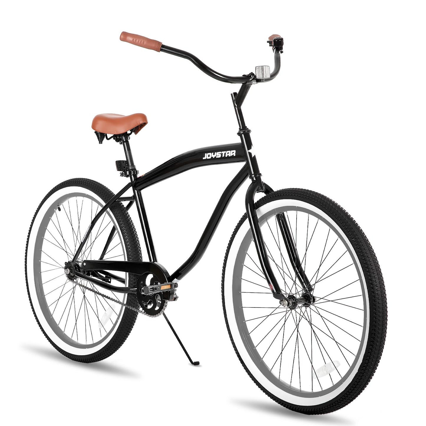 JOYSTAR 26 Inch Beach Cruiser Bike with Coaster Brake for Ages 12 Years Old Girls and Boys Single Speed Kids Bike Black Gray