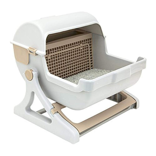 Le you pet semi-Automatic Quick Cleaning cat Litter Box Luxury cat Toilet (White/Milk Brown)