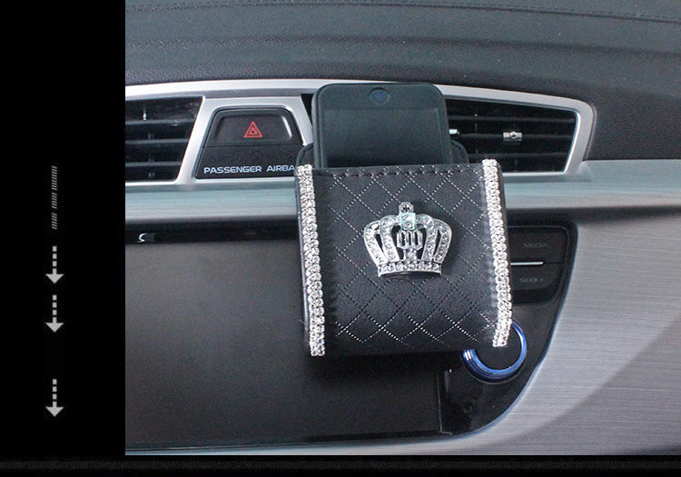 Diamond Crown Car Air Vent Phone Holder and Organizer
