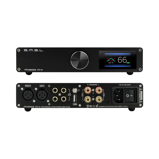 SMSL AO200MKII HiFi Power Amplifier MA5332MS Chip 160W x 160W Class D Amp USB/RCA/XLR Input Stereo Amps 2.1 Channel Digital Audio Amplifiers for Desktop Bookself Home Subwoofer/Passive Speaker