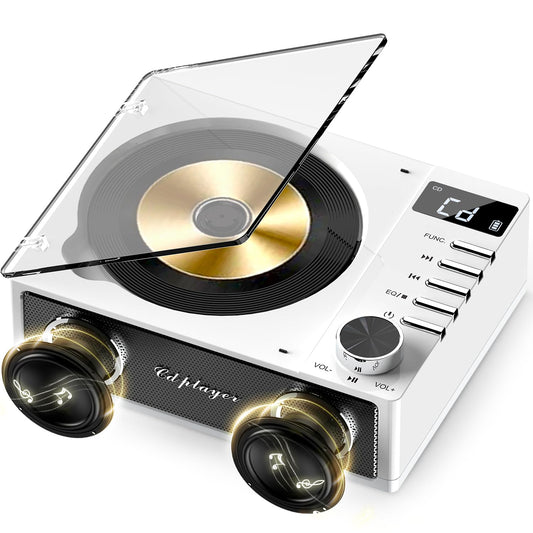 4000mAh Rechargeable CD Player with Dual Speakers Bluetooth Desktop CD Player with FM RadioCD Boombox with Remote Control LCD Display Support USB/TF Card/AUX/3.5mm Headphone Jack for Home