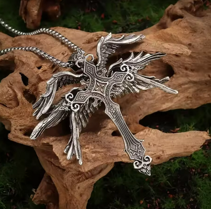 Six Winged Angel Wings Cross Necklace valentine couple birthday date gift