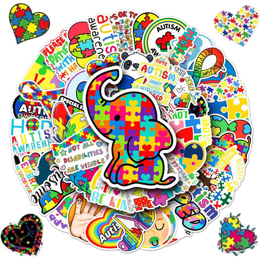 Autism Awareness Stickers 50 Pcs Autism Awareness Waterproof Vinyl Decal Luggage