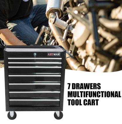 7 DRAWERS multi function tool cart with wheels and lock - BLACK garage