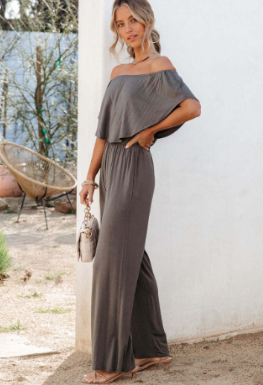 WOLFF Gathered Off-Shoulder Women Jumpsuit (One Piece)