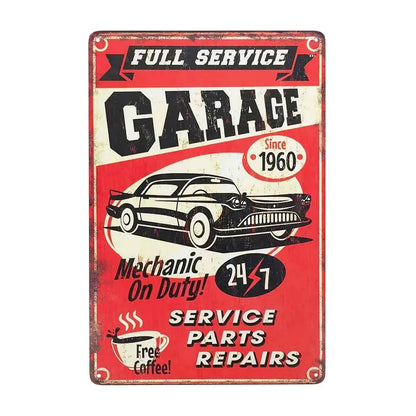 Vintage Metal Garage Service Sign for Cafes and Bars 7.9 x 11.9 inches