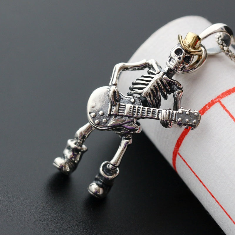 Men's Fashion Guitar Skull Pendant Necklace for Trendsetters