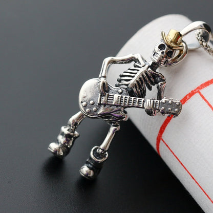 Men's Fashion Guitar Skull Pendant Necklace for Trendsetters