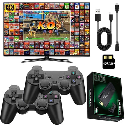 20400+ Retro Game Stick Retro Game Console with 128G Card Plug and Play Video Game Stick TV HDMI Output 2.4GHz Wireless Game Controller