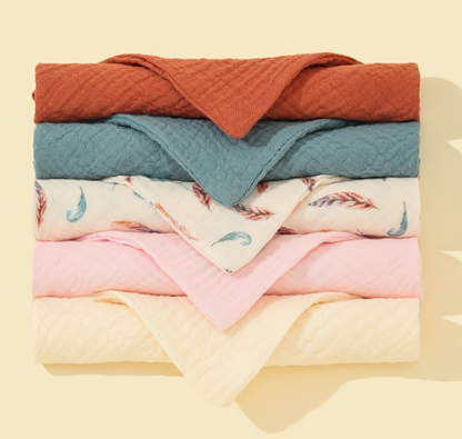 5-Pack Soft Cotton Triangle Baby Bibs with Snap Buttons