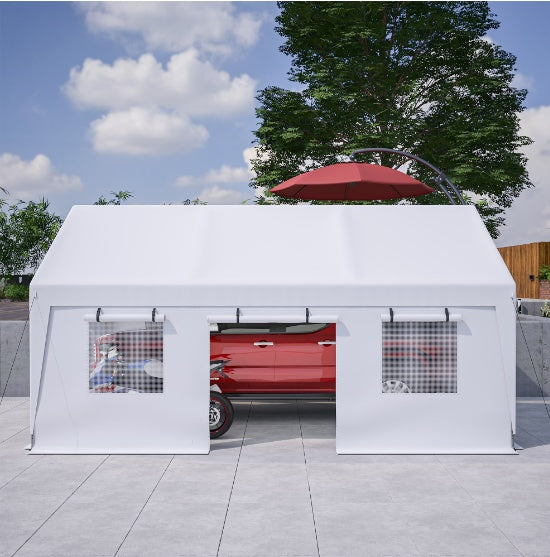 13x20 Heavy Duty Steel Carport Storage Canopy Garage Tent with Removable Side Walls