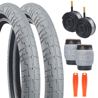BALINGE 20x2.4 Bike tire BMX 2 Pack BMX Bike Tires 20 inch 20” Bike tire Fits Most Kids Bikes20 x 2.4 BMX Tubes20 BMX Tires 2 PackGrey-Black - 2 Tires 2 Tubes 2 Levers
