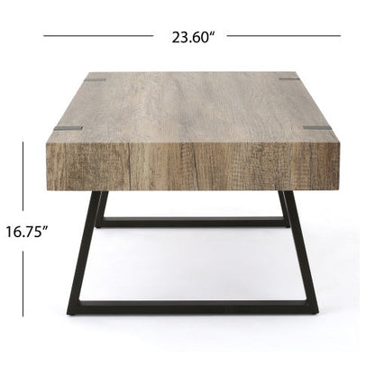 Faux Wood Coffee Table - 43.25" L x 23.60" W x 16.75" H - Canyon Grey