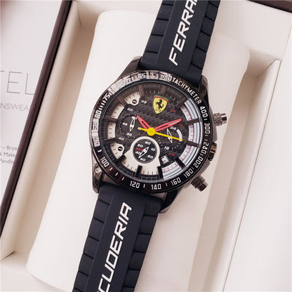 Men's Vintage Quartz Watch with 6 Needles - Ferrari Style