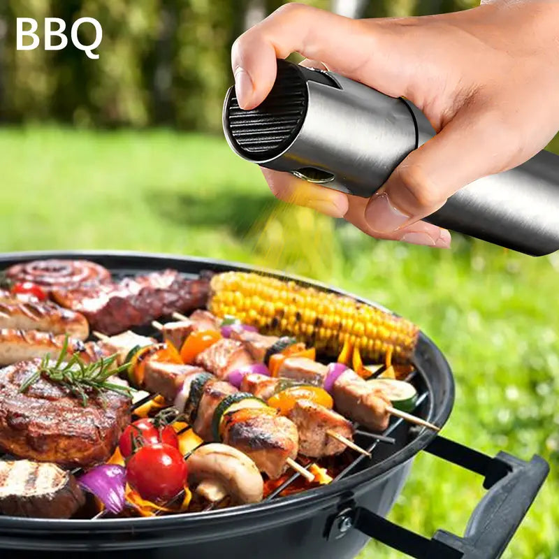 Stainless Steel BBQ Fuel Spray Bottle with Brush & Funnel