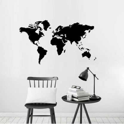 World Map Vinyl Wall Decal for Living Room Decor