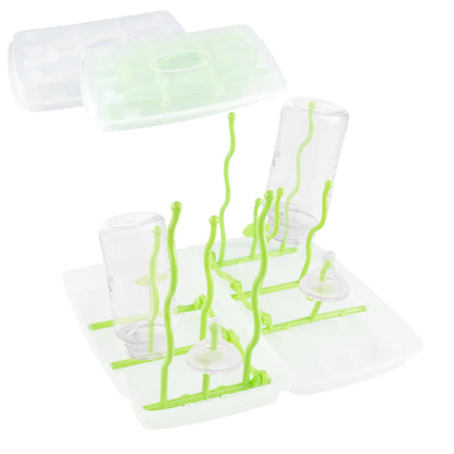 LIOUCBD 2Pcs Baby Bottle Drying Rack Space Saving Folding Bottle Dryer Baby Bottle Organizer Bottle Dryer Holder Removable Water Tray for Home & Travel (White and Green)