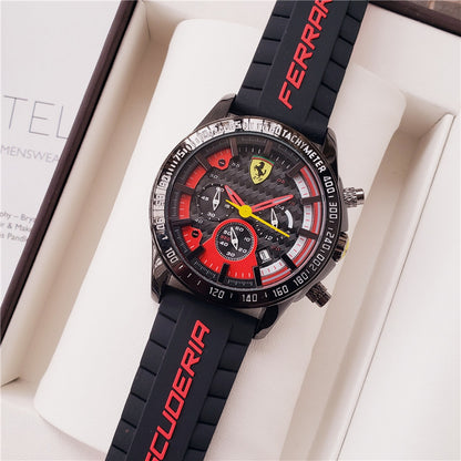 Men's Vintage Quartz Watch with 6 Needles - Ferrari Style