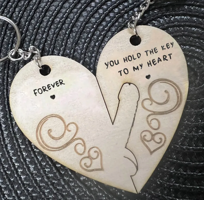 Engraved Wooden Love Couple Keychain valentine birthday gift