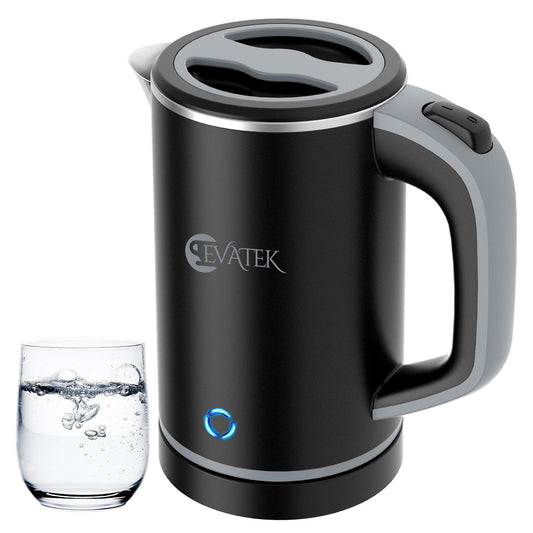 EVATEK Small Electric Kettle Travel Mini Hot Water Boiler Heater 304 Stainless Steel 0.8L Portable Electric Kettles for Boiling Water 5 Mins Coffee Kettle Travel Teapot with Auto Shut-Off