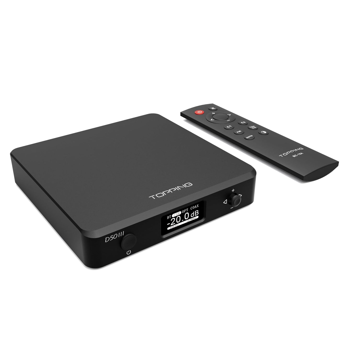 TOPPING D50 III Desktop HiFi DAC & Preamplifier Dual ES9039Q2M Bluetooth 5.1 Hi-Res Audio DSD512/PCM768kHz Support RCA/TRS Outputs Includes 12V Trigger and Remote Control (Black)