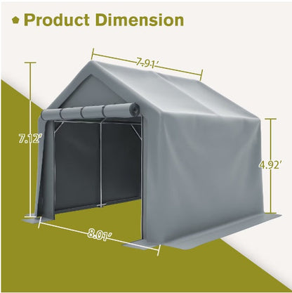Garage Ventilated Carport 8x8ft sun shade outdoor storage