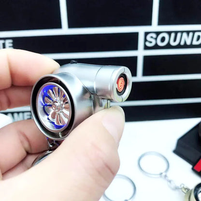 Car Turbo Charger Key Chain USB Charging Accessories USB LED LIGHT