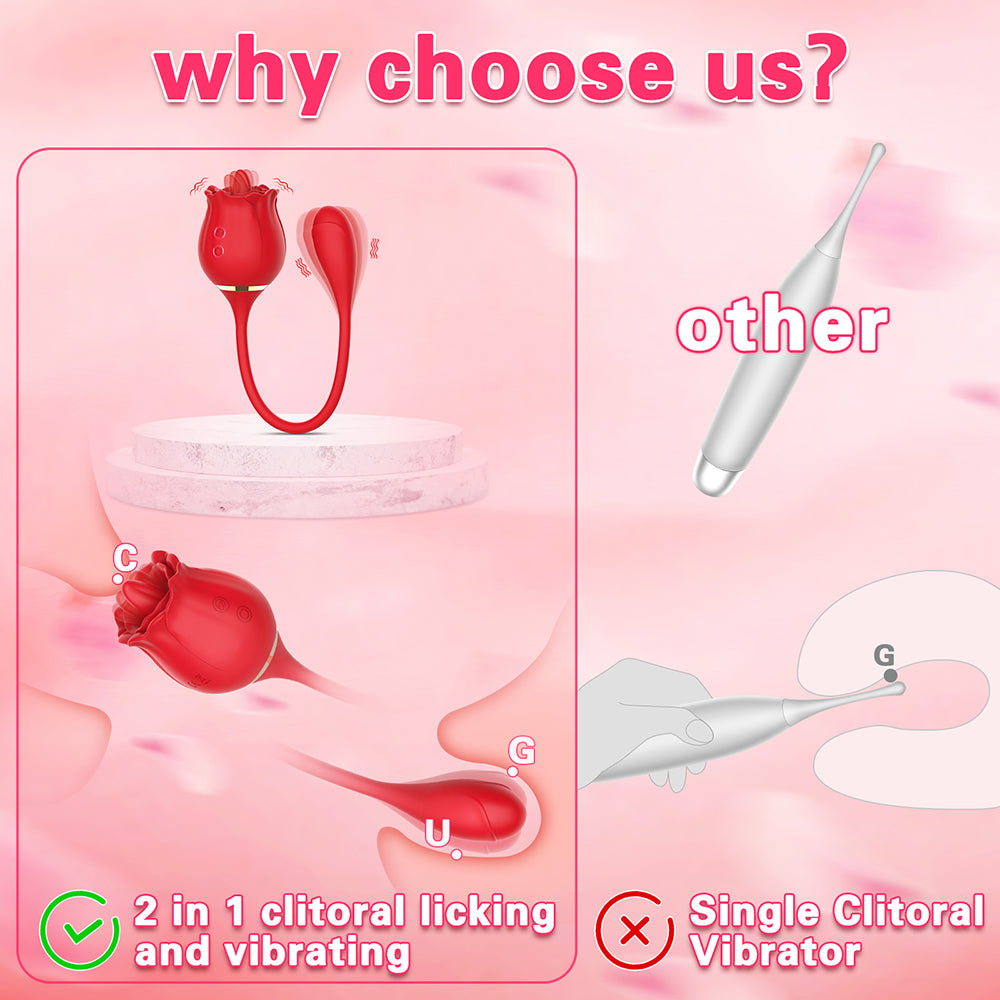 Rose Tongue Vibrator for Women - G Spot and Clitoral Stimulation adult toy massage couple